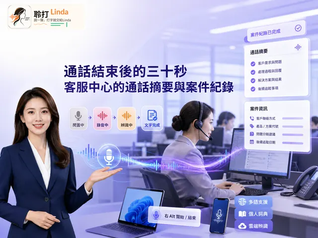 客服中心 — 通話結束後的三十秒，摘要與案件紀錄一次講完